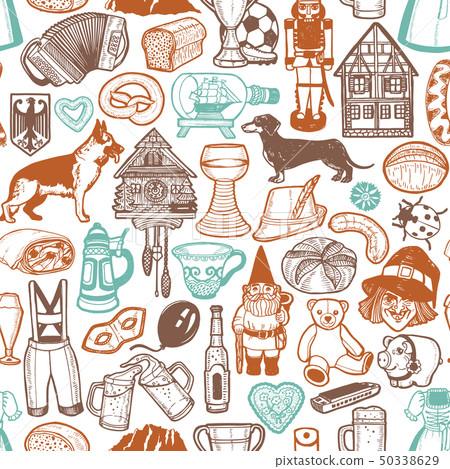 German Symbols Pattern in Hand Drawn Style 50338629