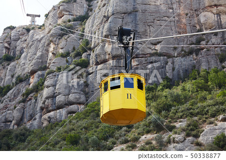 Cableway, Montserrat monastery on mountain in Barcelona, Catalon. 50338877