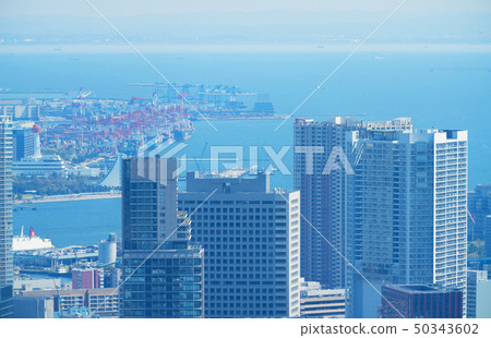 Tokyo scenery 2019 Gulf area seen from Roppongi by telephoto Shibaura Tower apartment of Tadamachi 50343602