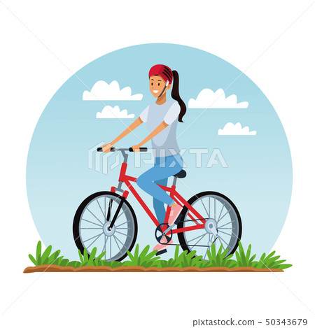 Young woman with bike Young woman with bike 50343679
