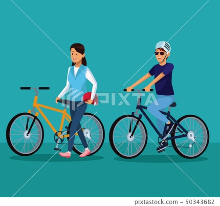People riding bikes People riding bikes 50343682