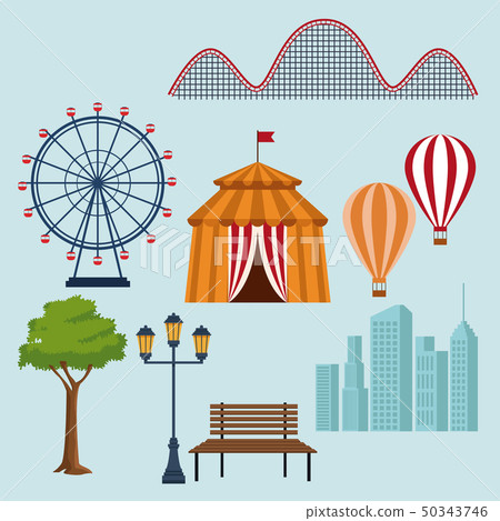 Set of amusement park elements 50343746