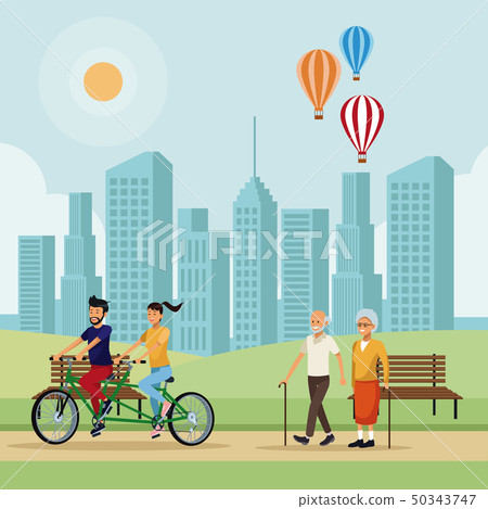 People in the park scenery People in the park scenery 50343747
