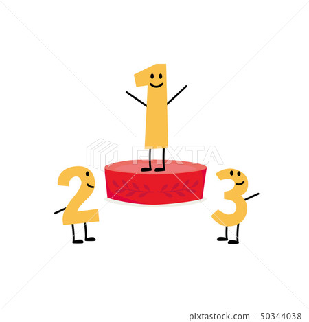 圓形領獎台和可愛的數字字符 圓形領獎台和可愛的數字字符 50344038