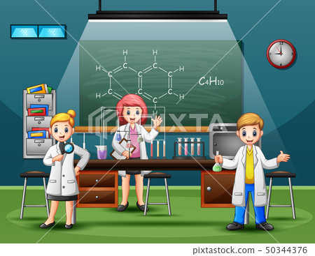 Scientist male and female making research Scientist male and female making research 50344376