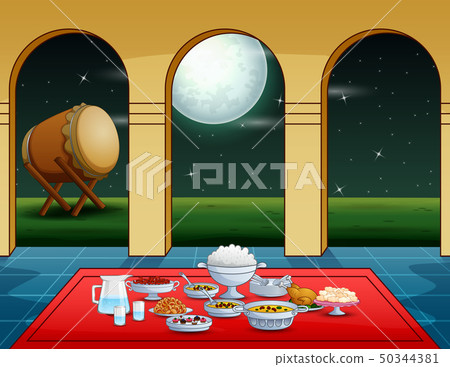 Iftar party with delicious dishes at mosque Iftar party with delicious dishes at mosque 50344381