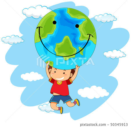 Boy holding a globe of the earth Boy holding a globe of the earth 50345913