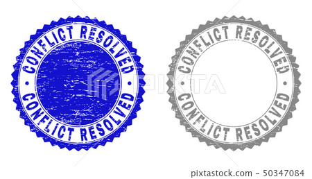 Grunge CONFLICT RESOLVED Textured Stamps Grunge CONFLICT RESOLVED Textured Stamps 50347084