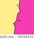 Stylized profiles of two lovers. Negative space. 50348143