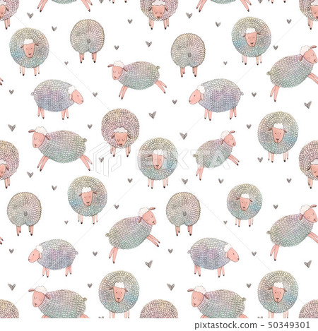 Watercolor sheep pattern 50349301