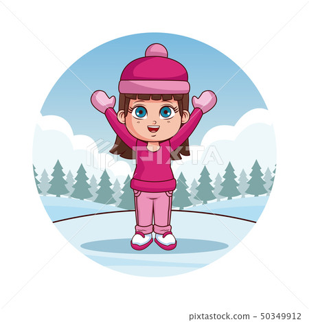 Cute girl in winter clothes 50349912
