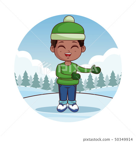 Happy boy in winter clothes 50349914