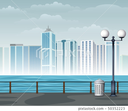 Lake view with an urban background Lake view with an urban background 50352223