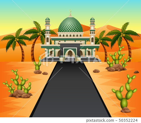 Road to the mosque on the desert background Road to the mosque on the desert background 50352224