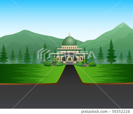 Cartoon road to the mosque with a nature landscape Cartoon road to the mosque with a nature landscape 50352228
