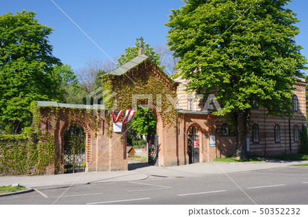Entrance to Marx Cemetery against the blue sky 50352232