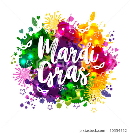 Illustration of Carnival Mardi Gras on multicolors 50354532