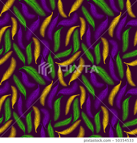 Nature seamless pattern of palms or feather. Color 50354533