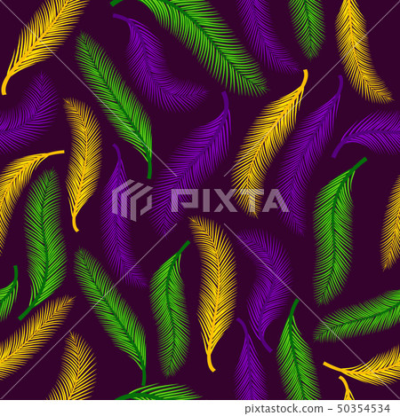 Nature seamless pattern of palms or feather. Color 50354534