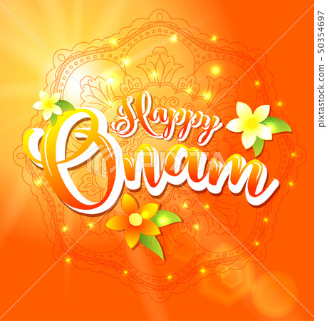 Happy Onam background with floral and lettering - Stock Illustration  [50354697] - PIXTA