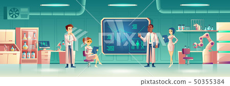 Scientific laboratory interior with scientists Scientific laboratory interior with scientists 50355384