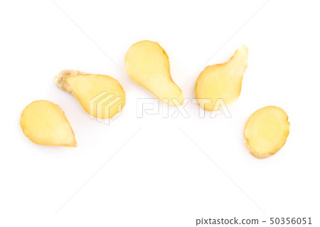 Fresh ginger root sliced on white background Fresh ginger root sliced on white background 50356051