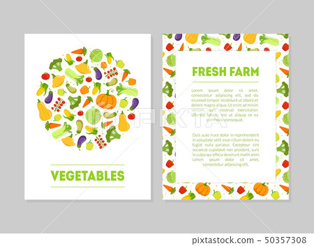 Fresh Farm Vegetables Banner Templates Set with Fresh Organic Food and Place for Text, Design Fresh Farm Vegetables Banner Templates Set with Fresh Organic Food and Place for Text, Design 50357308