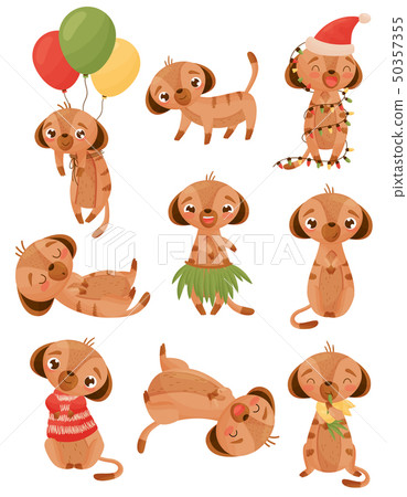 Set of images of humanized gophers. Vector illustration on white background. 50357355