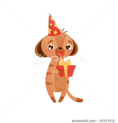 Humanized gopher holding a gift with a bow. Vector illustration Humanized gopher holding a gift with a bow. Vector illustration 50357412
