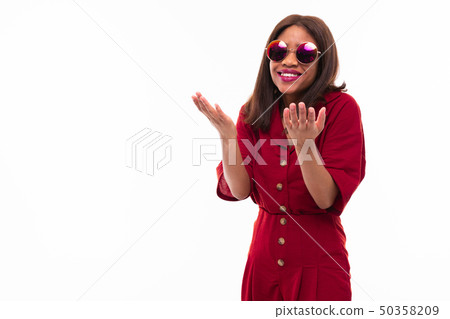 modern portrait of african young girl possing on white background modern portrait of african young girl possing on white background 50358209