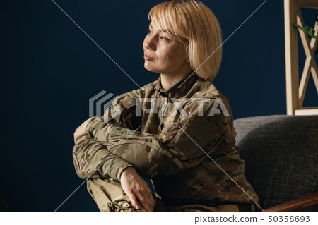 Portrait of young female soldier Portrait of young female soldier 50358693