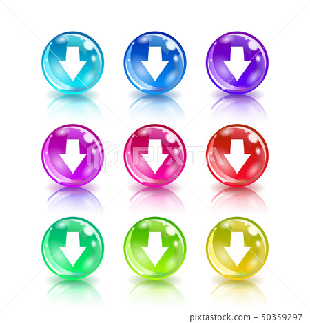 Set of colorful icons with arrows on white background. 50359297