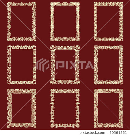 Set of rectangular vintage frames isolated 50361261