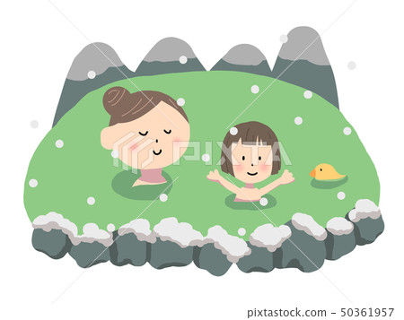 Women and children relaxing in the mountains and Yukimi hot springs Women and children relaxing in the mountains and Yukimi hot springs 50361957