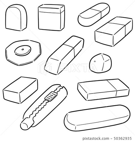 vector set of eraser 50362935