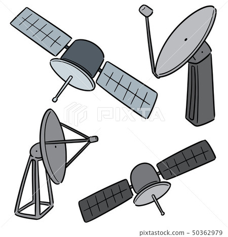 vector set of satellite and satellite dish 50362979