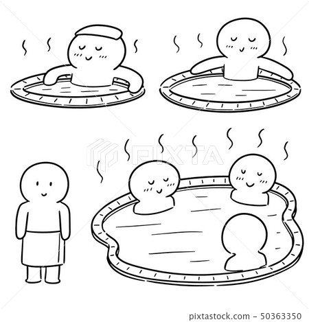 vector set of people bathing in hot water pool 50363350