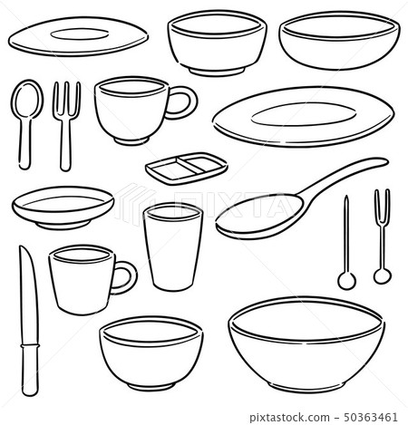 vector set of tableware vector set of tableware 50363461