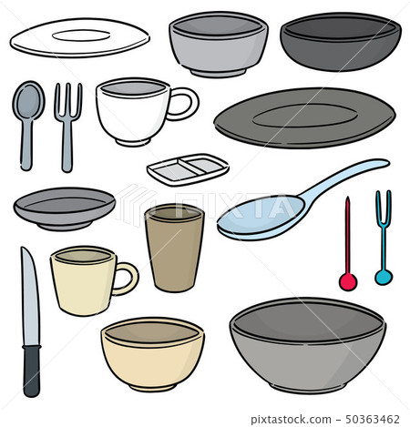 vector set of tableware vector set of tableware 50363462