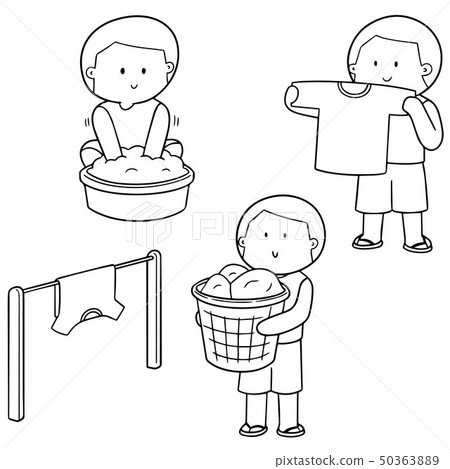 vector set of people washing clothes-插图素材 [50363889] - pixta