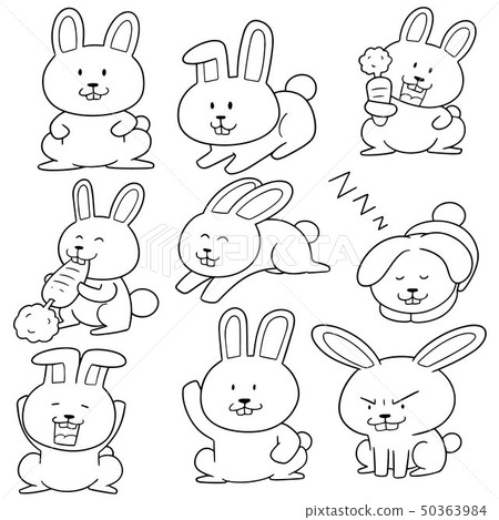 vector set of rabbit-插圖素材 [50363984] - PIXTA圖庫