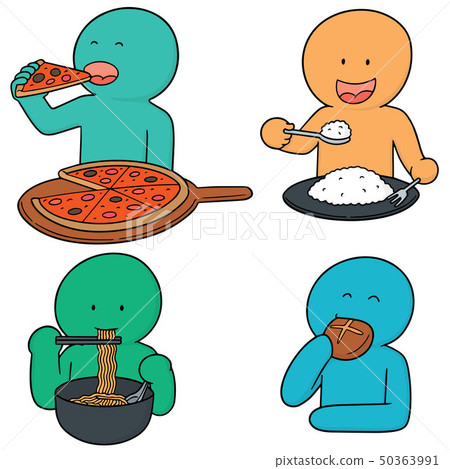 vector set of man eating 50363991