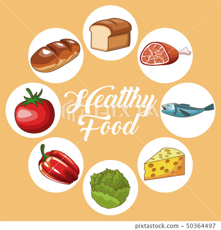 healthy food concept - Stock Illustration [50364497] - PIXTA