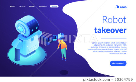 Human-robot interaction isometric 3D landing page. 50364799
