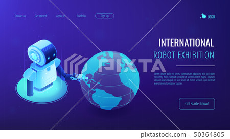 Robotics network isometric 3D landing page. - Stock Illustration ...