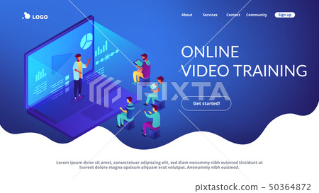 Webinar isometric 3D landing page. Webinar isometric 3D landing page. 50364872