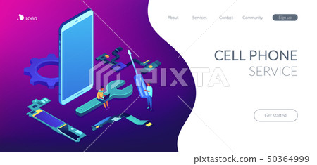 Smartphone repair concept isometric 3D landing - Stock Illustration ...