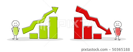 Business chart with funny hand drawn stickman - 50365188