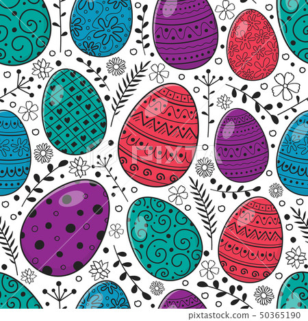 Seamless pattern with cute Easter eggs. Vector Seamless pattern with cute Easter eggs. Vector 50365190