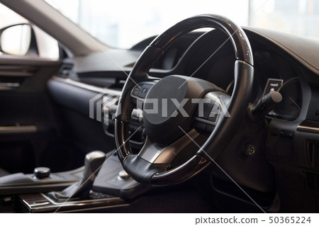 Interior of new car with manual transmission. 50365224